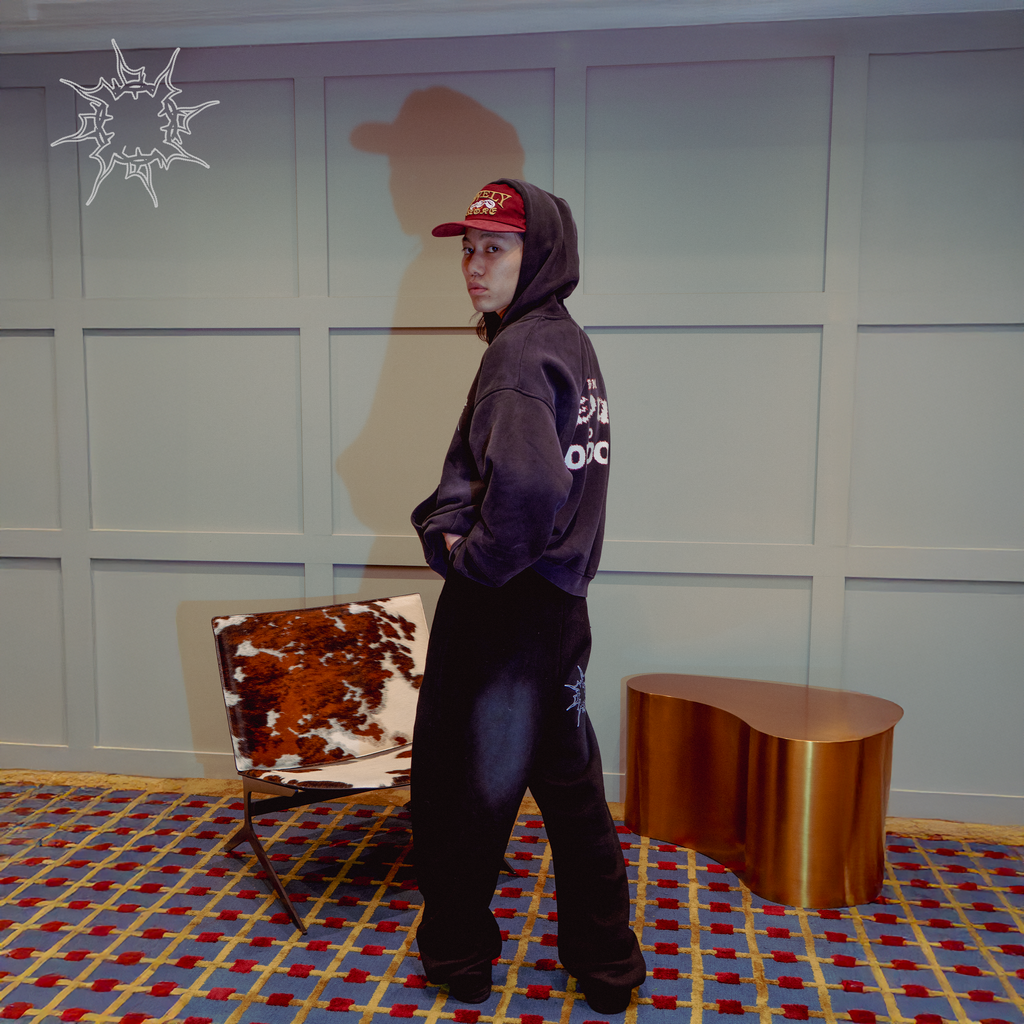 Boxy Two-Way Zip Hoodie in Sunfaded Black | Lovely Bloke London